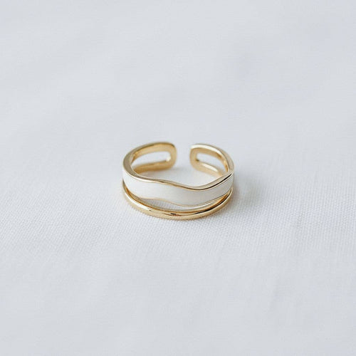 Vintage Drip Glaze Double Band Adjustable Ring