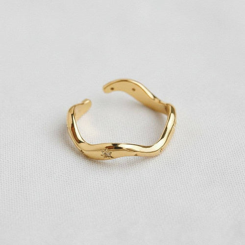 Wavy Gemstone Adjustable Ring