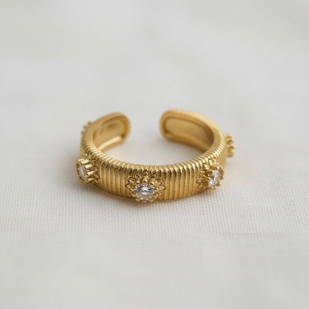 Chic Adjustable Geometric Ring with Dazzling Accents